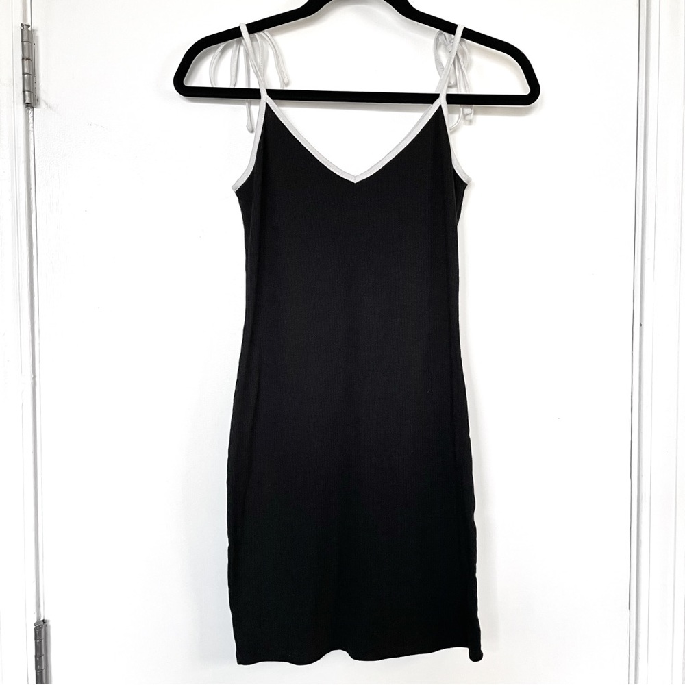 Black mini dress tie straps